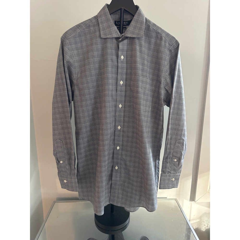Lauren Ralph Lauren Slim Fit Stretch Non Iron Glen Plaid Dress Shirt 16 32/33
